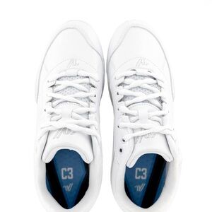 White Sneakers with Blue Accents